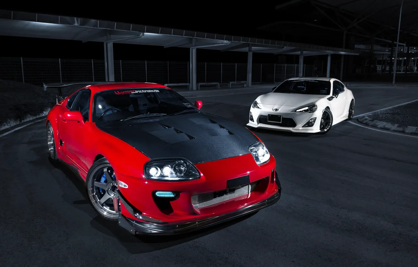 Фото обои Red, Toyota, White, Supra