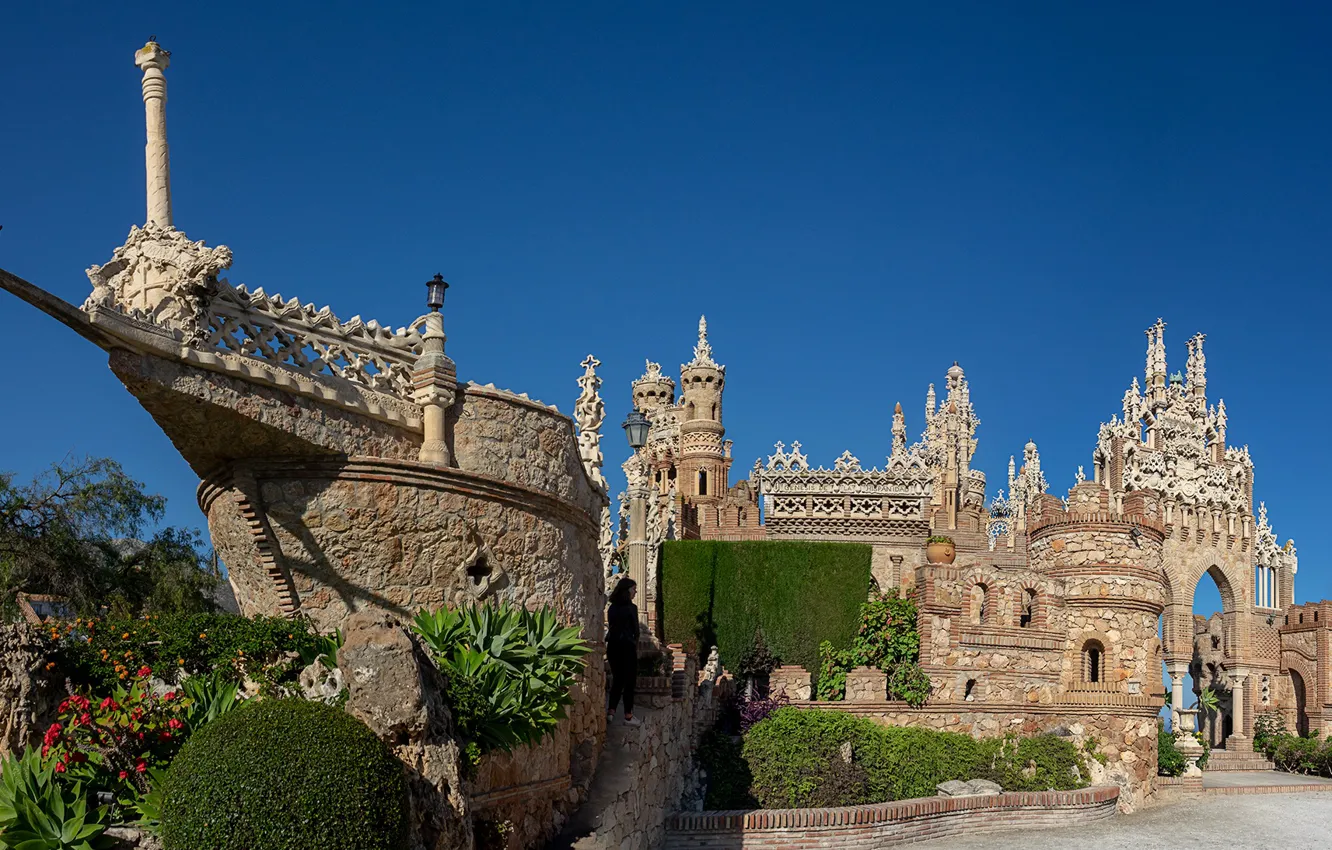 Фото обои замок, архитектура, Испания, Spain, Бенальмадена, Castillo de Colomares, Benalmadena, Замок Коломарес, Castillo Monumento Colomares