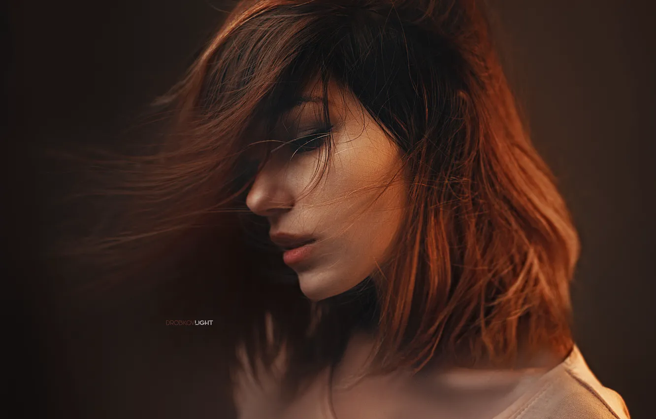 Фото обои волосы, портрет, Девушка, футболка, Alexander Drobkov-Light, Мария Ларина