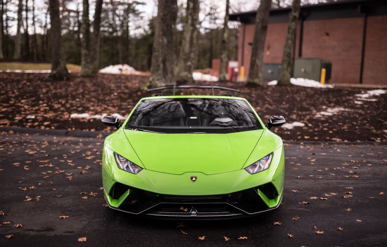 Фото обои Lamborghini, Green, Front, VAG, Performante, Huracan