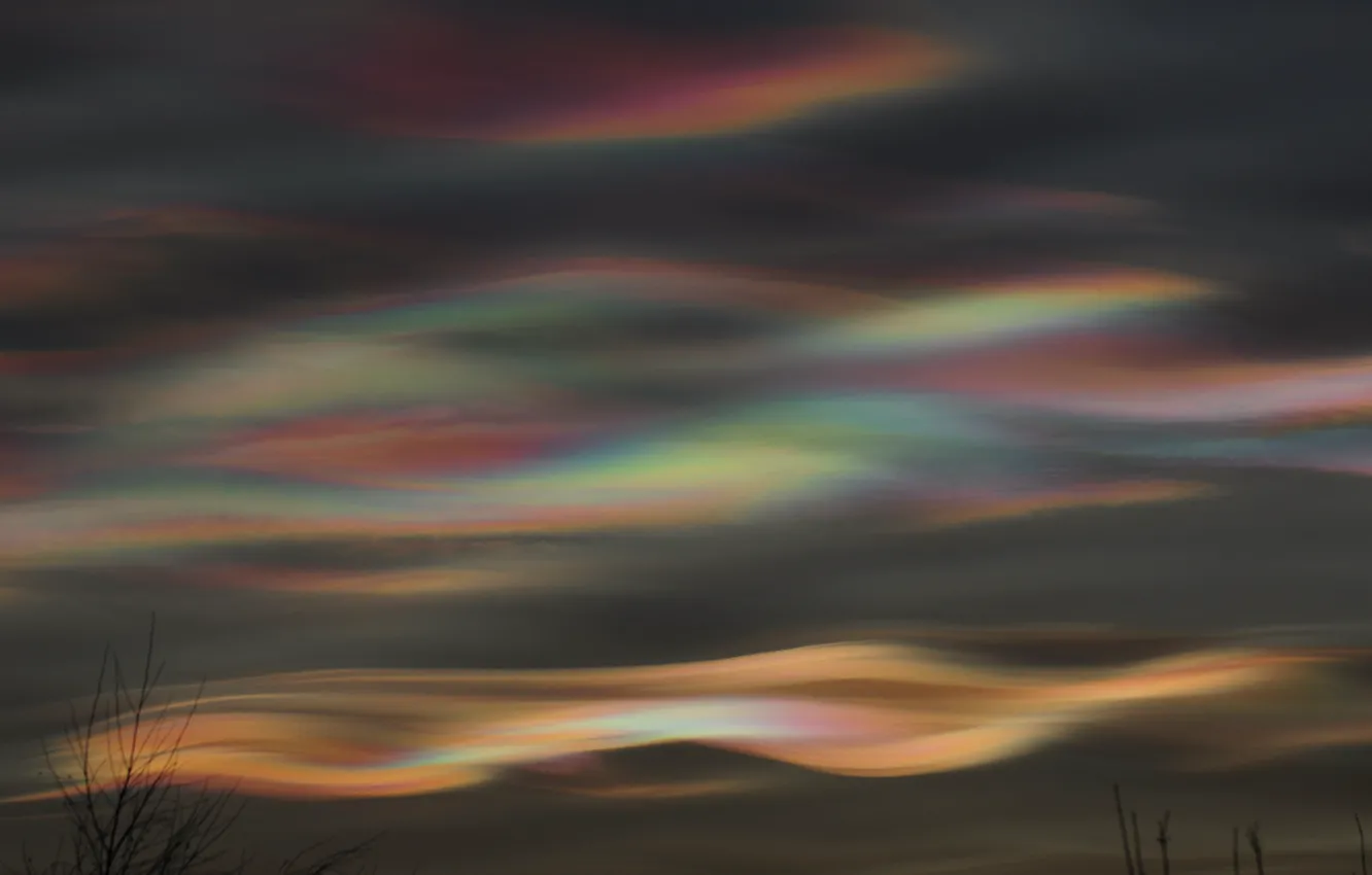 Фото обои Облака, Зима, Clouds, Winter, Перламутровые облака, Polar stratospheric cloud
