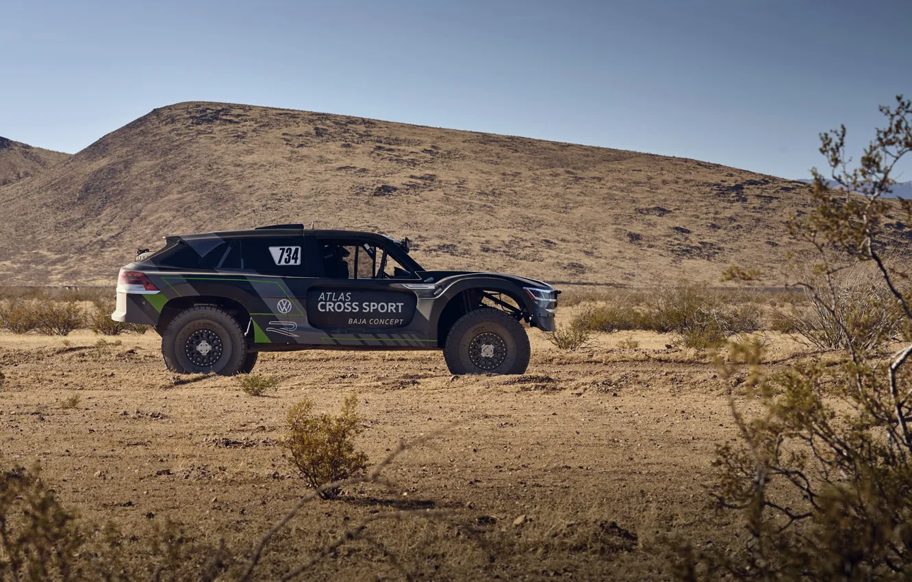 Фото обои Volkswagen, силуэт, сбоку, 4x4, 2019, Atlas Cross Sport R Concept