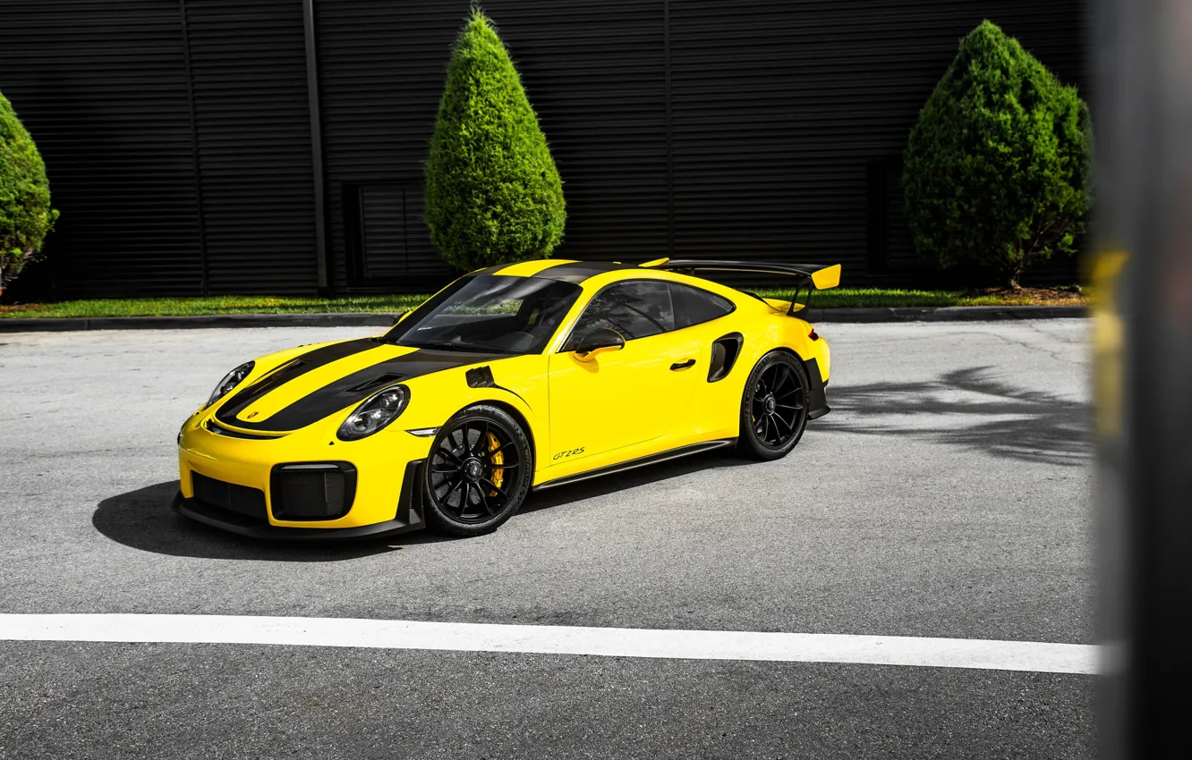 Фото обои Porsche, Green, GT2, Yellow, VAG, Asphalt