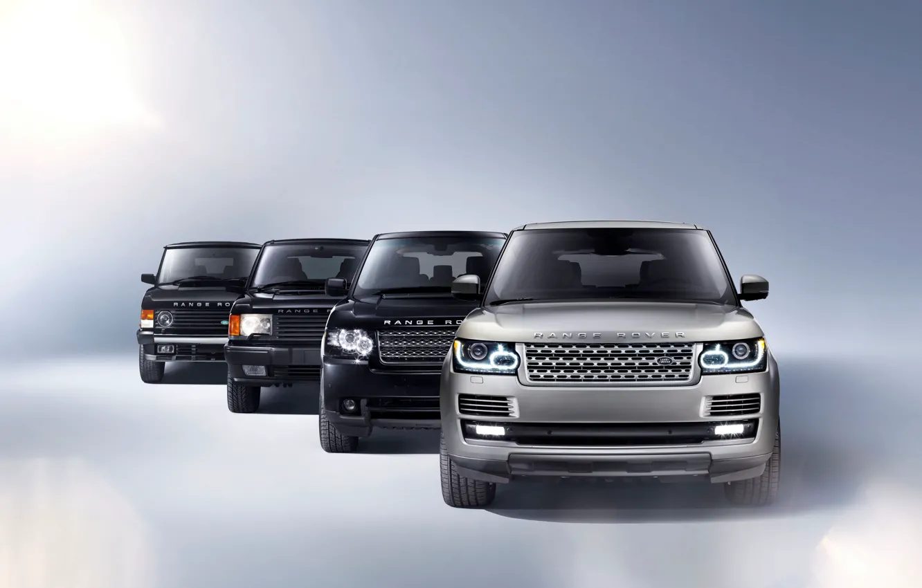 Фото обои Land Rover, Range Rover, Чёрные, Автомобили, Ленд Ровер, Металик, Спереди, История, Четыре поколения