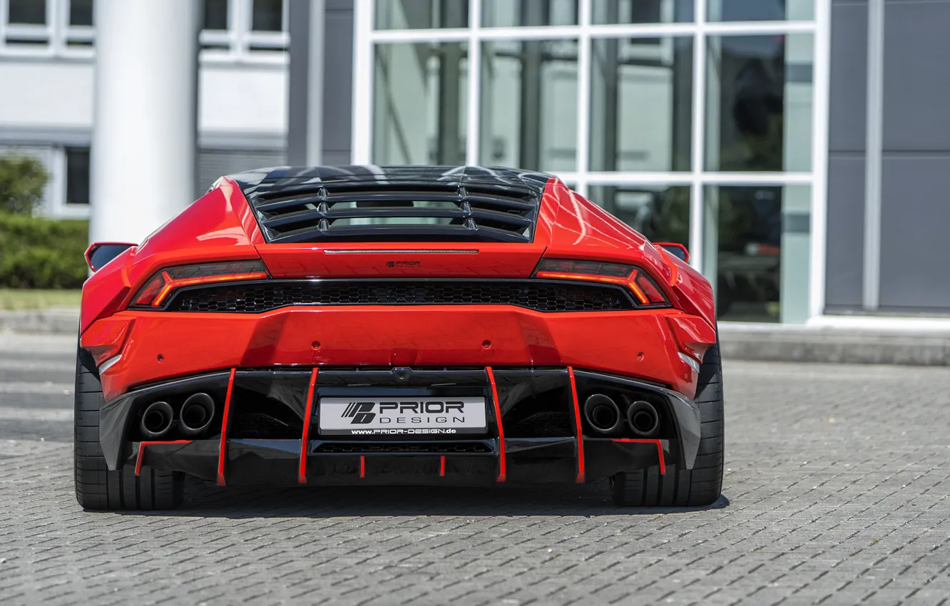 Фото обои Lamborghini, вид сзади, 2018, Widebody, Prior-Design, Huracan, PDLP610WB, Aerodynamik-Kit