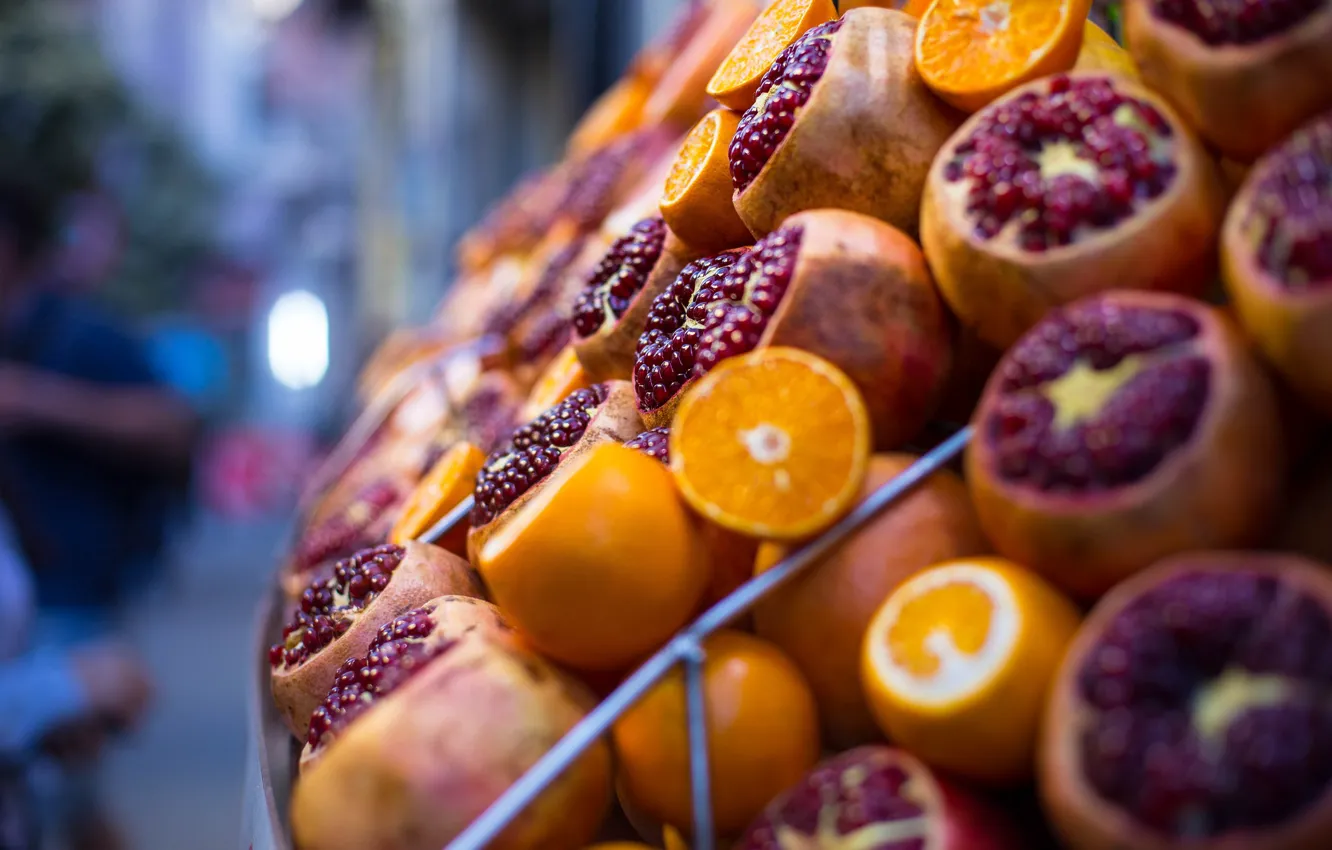 Фото обои апельсины, фрукты, Стамбул, Турция, гранаты