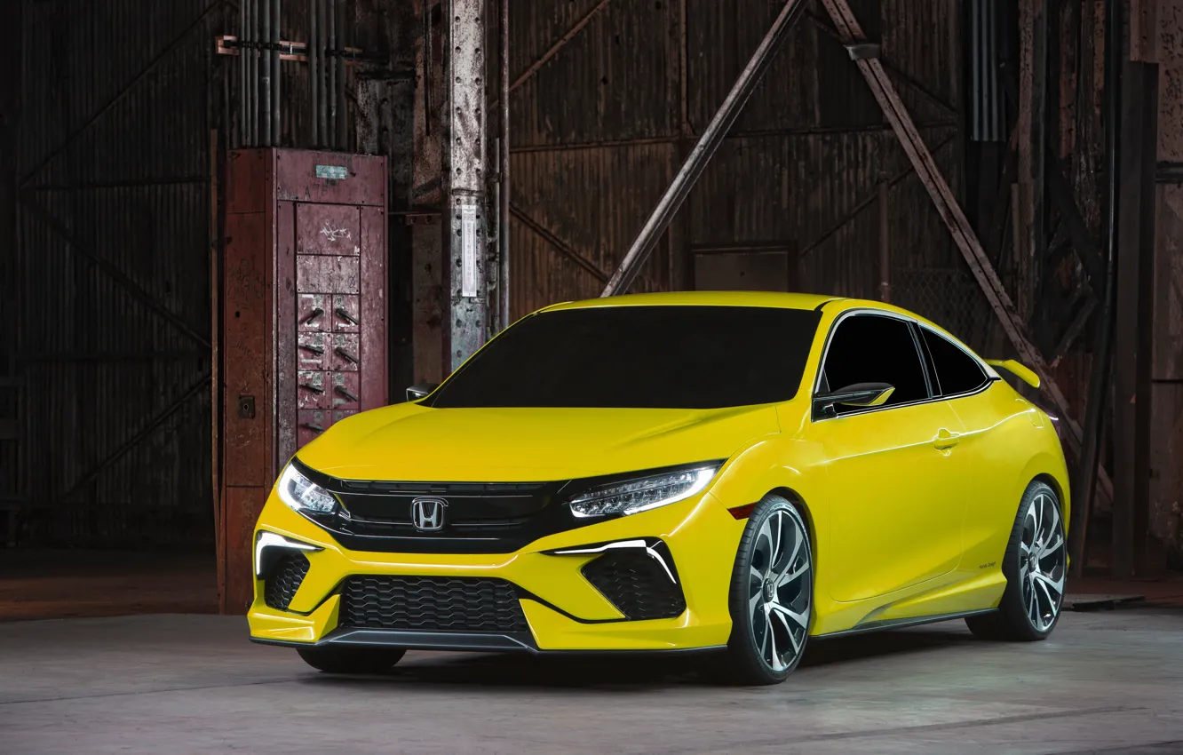 Фото обои купе, Honda, помещение, 2015, Civic Concept
