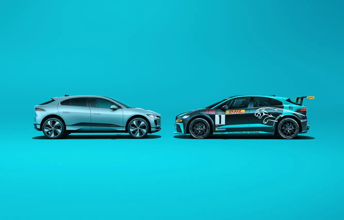 Фото обои Jaguar, Ягуар, электрический кроссовер, Jaguar I-Pace eTrophy, Jaguar I-Pace, electric SUV, electric crossover, from race …