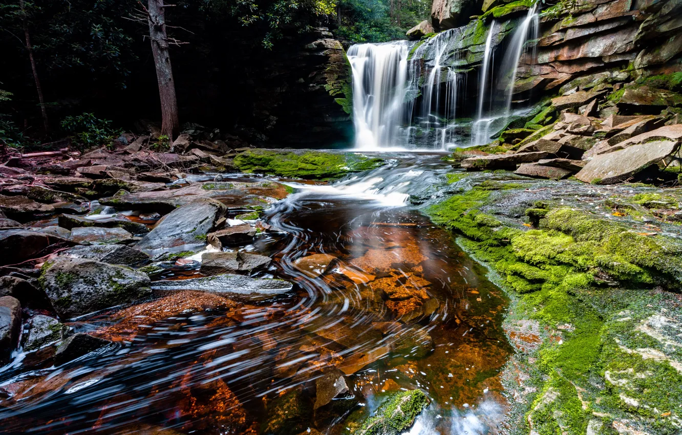 Фото обои камни, фото, водопад, Вирджиния, США