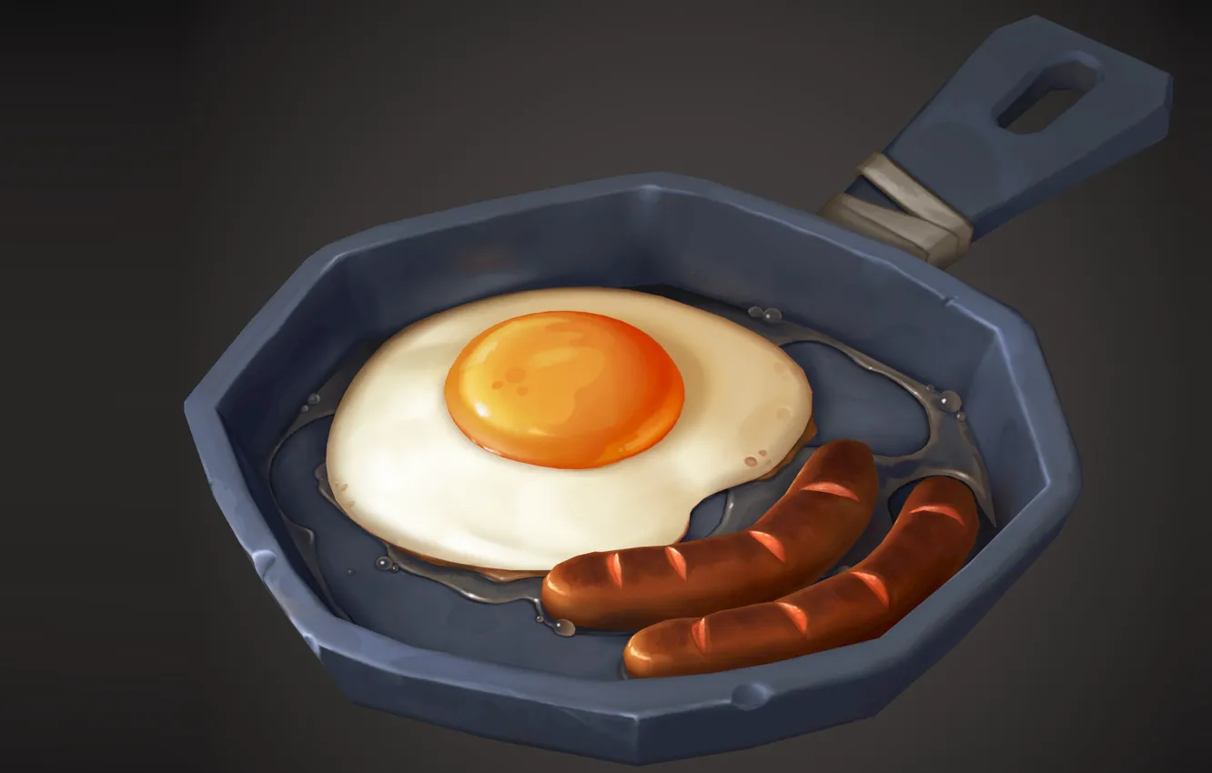 Фото обои завтрак, арт, яичница, сковородка, Breakfast, Gary McAllister