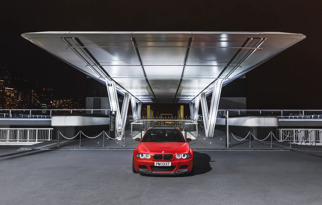 Фото обои BMW, Night, E46, M3, Front view
