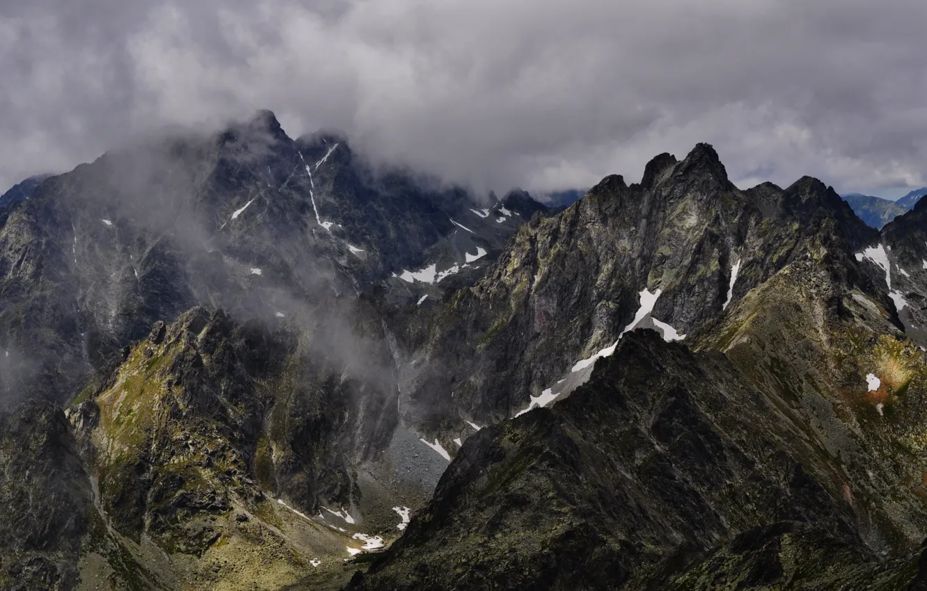 Фото обои небо, горы, тучи, природа, скалы, Slovakia, Словакия