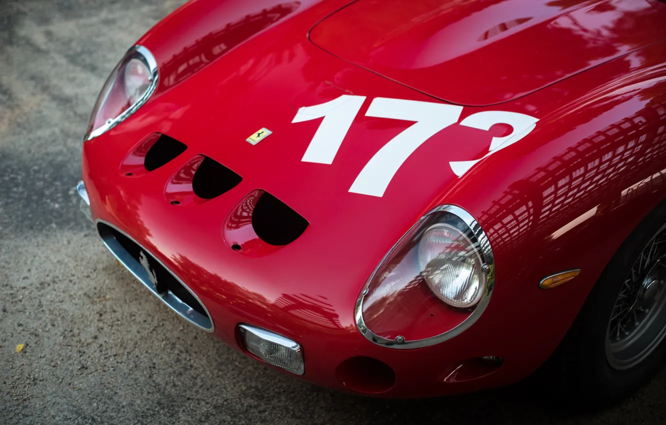 Фото обои Красный, Капот, Ferrari 250 GTO