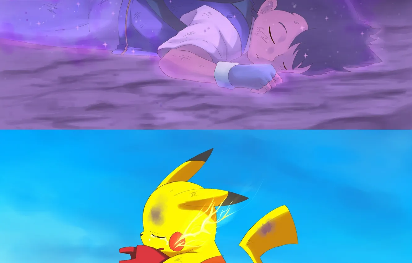 Фото обои мальчик, пикачу, Покемон, Pokemon