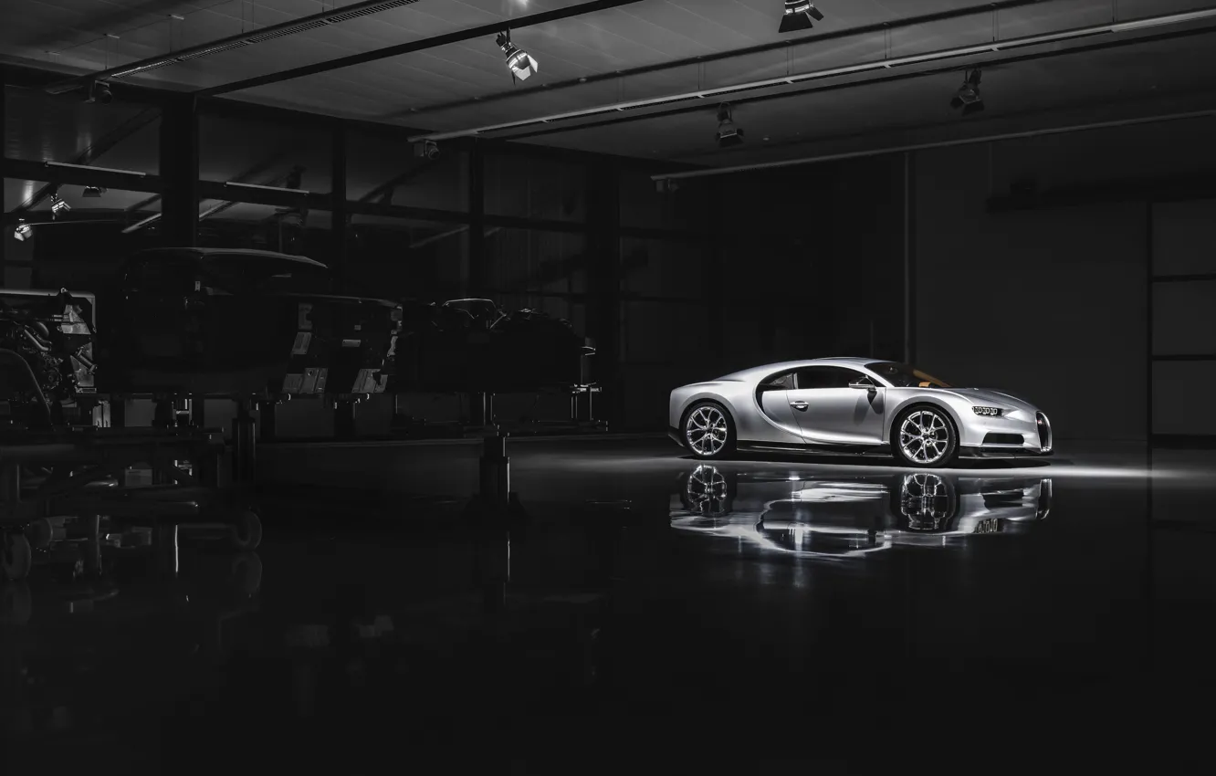 Фото обои свет, Bugatti, зал, Chiron