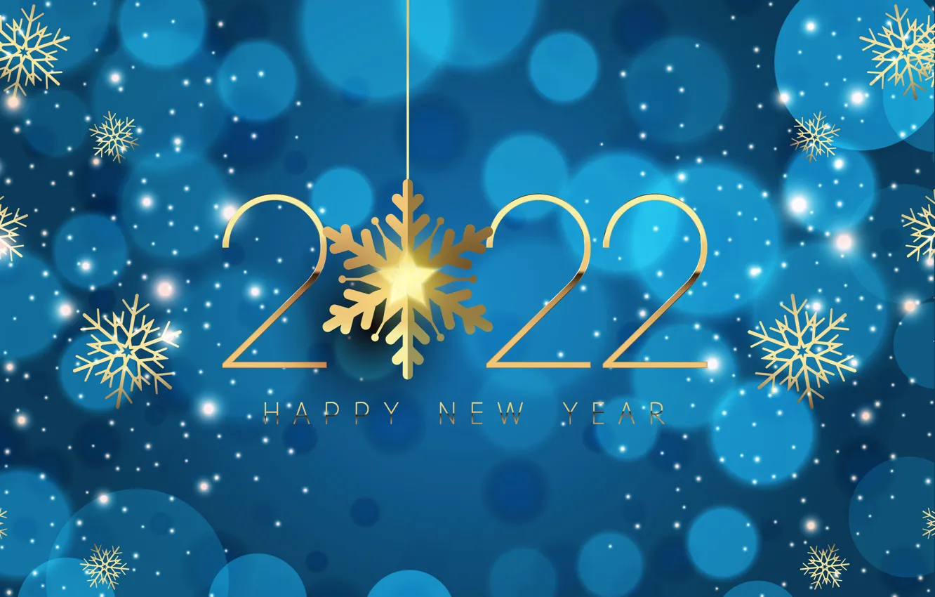 Фото обои зима, снежинки, фон, цифры, Новый год, new year, happy, winter, snow, snowflakes, decoration, figures, 2022