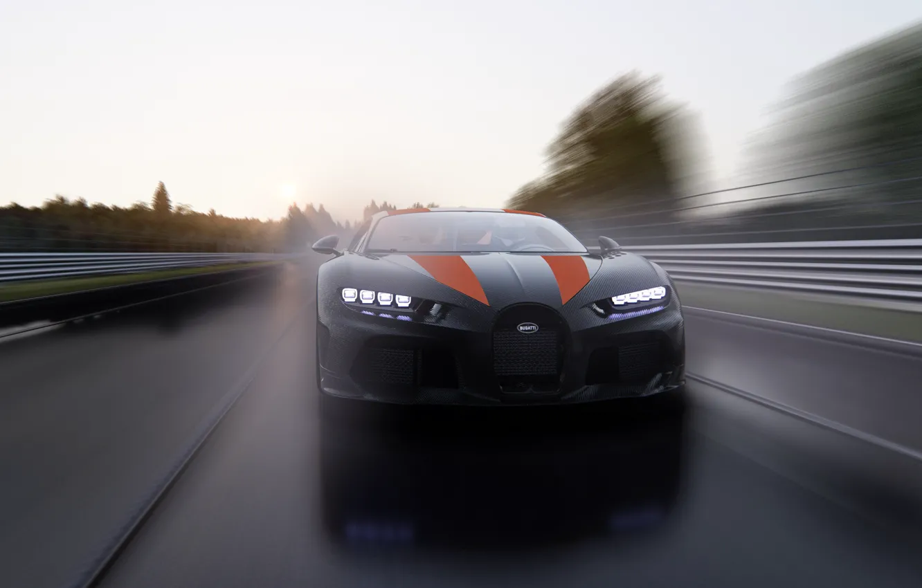 Фото обои Bugatti, road, speed, Chiron Super Sport