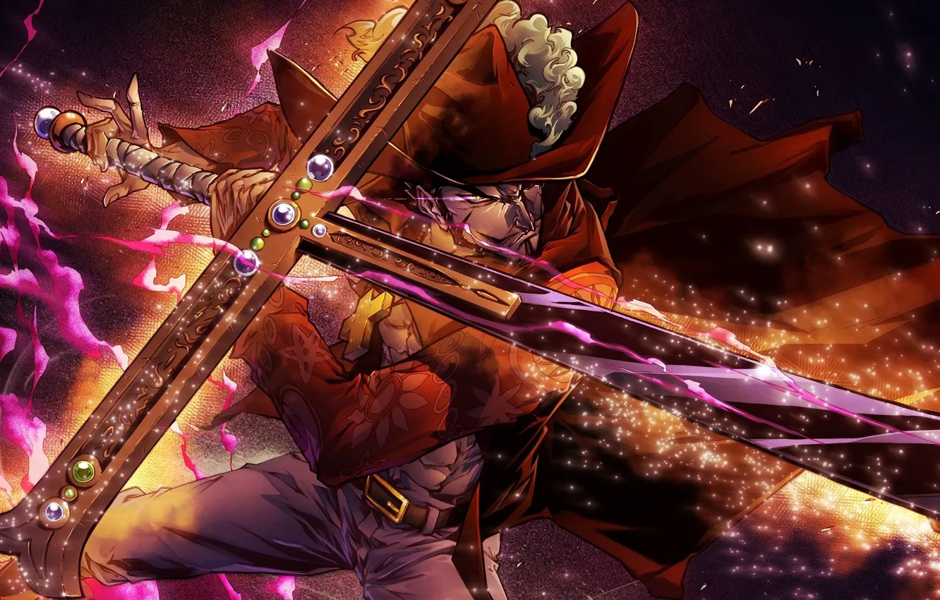 Фото обои меч, пират, парень, One Piece