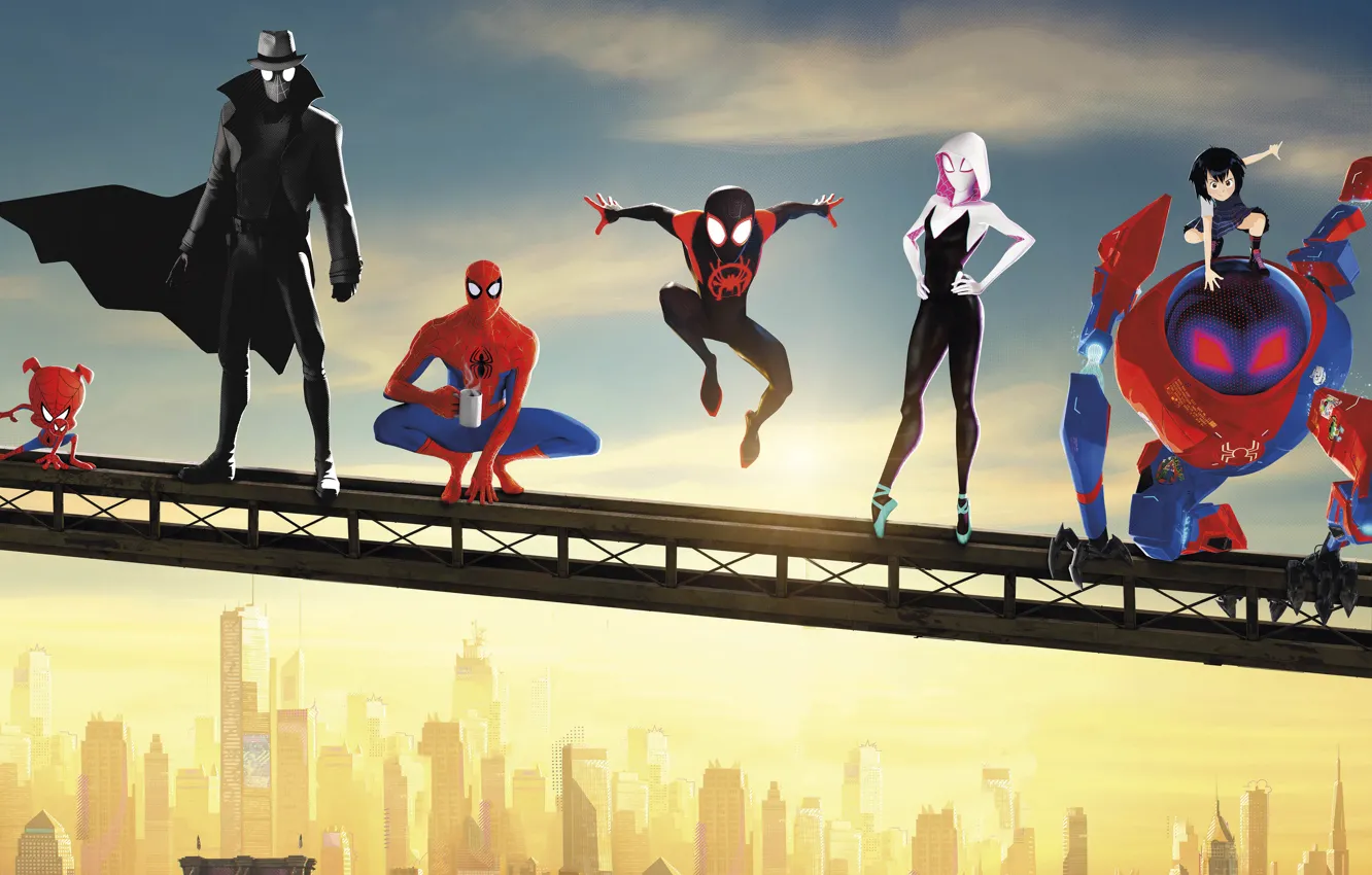 Фото обои Spider Man, Ultimate Spider-Man, Amazing Spider-Man, Spider Gwen, Spider-Ham, Spider Man:Into The Spider-Verse, Noir Spider …