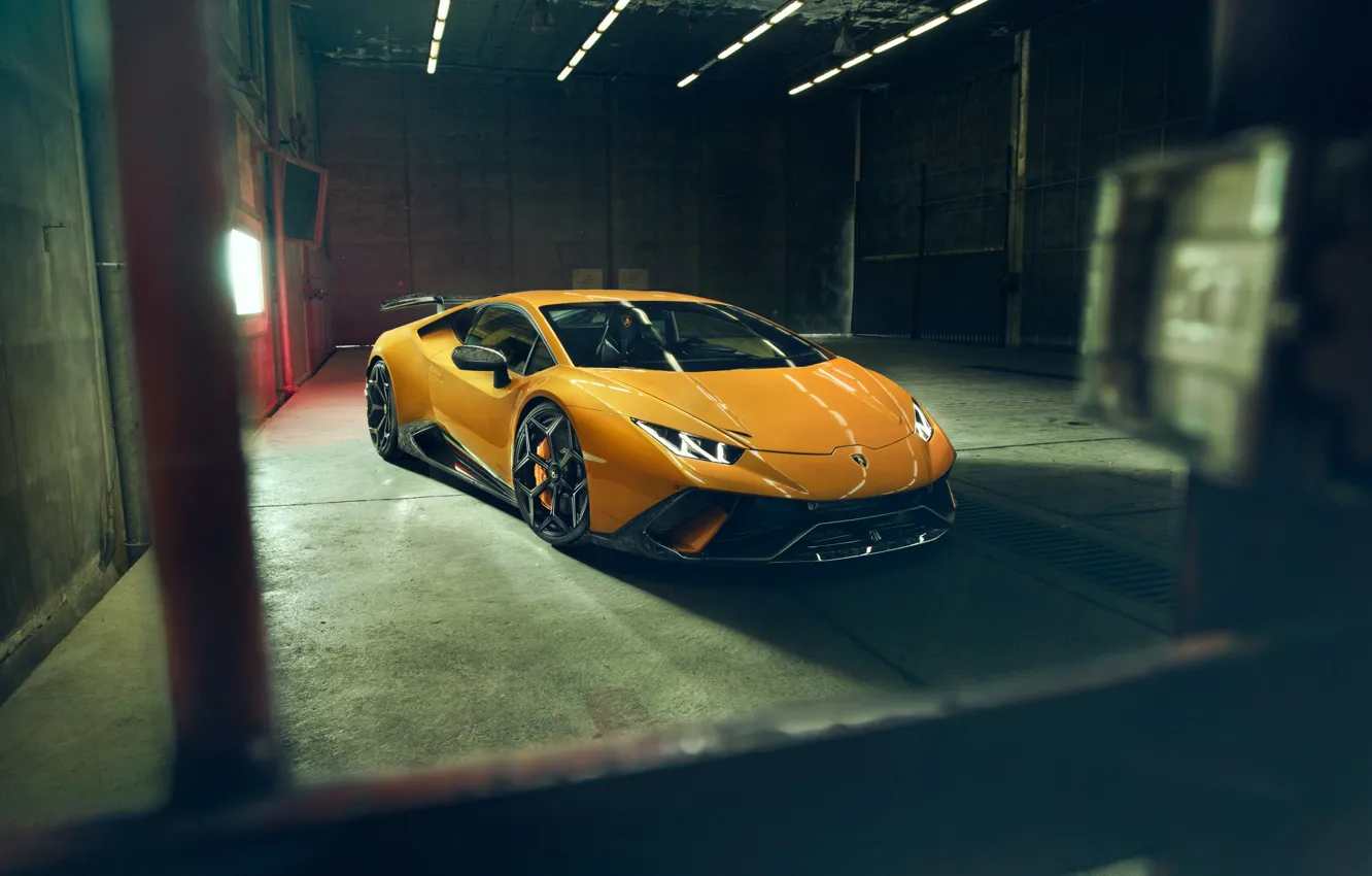 Фото обои Lamborghini, вид спереди, 2018, Performante, Novitec, Huracan