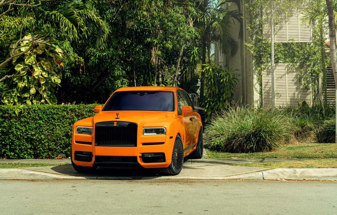 Фото обои Orange, Rolls Royce, Lux, SUV, Cullinan
