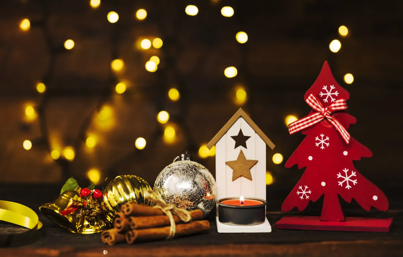 Фото обои украшения, елка, Новый Год, Рождество, Christmas, wood, New Year,...