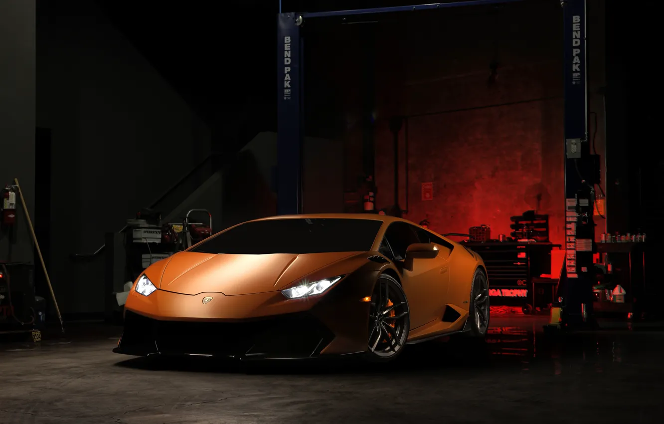 Фото обои Lamborghini, Light, Orange, Shadow, RED, VAG, Huracan, Sight