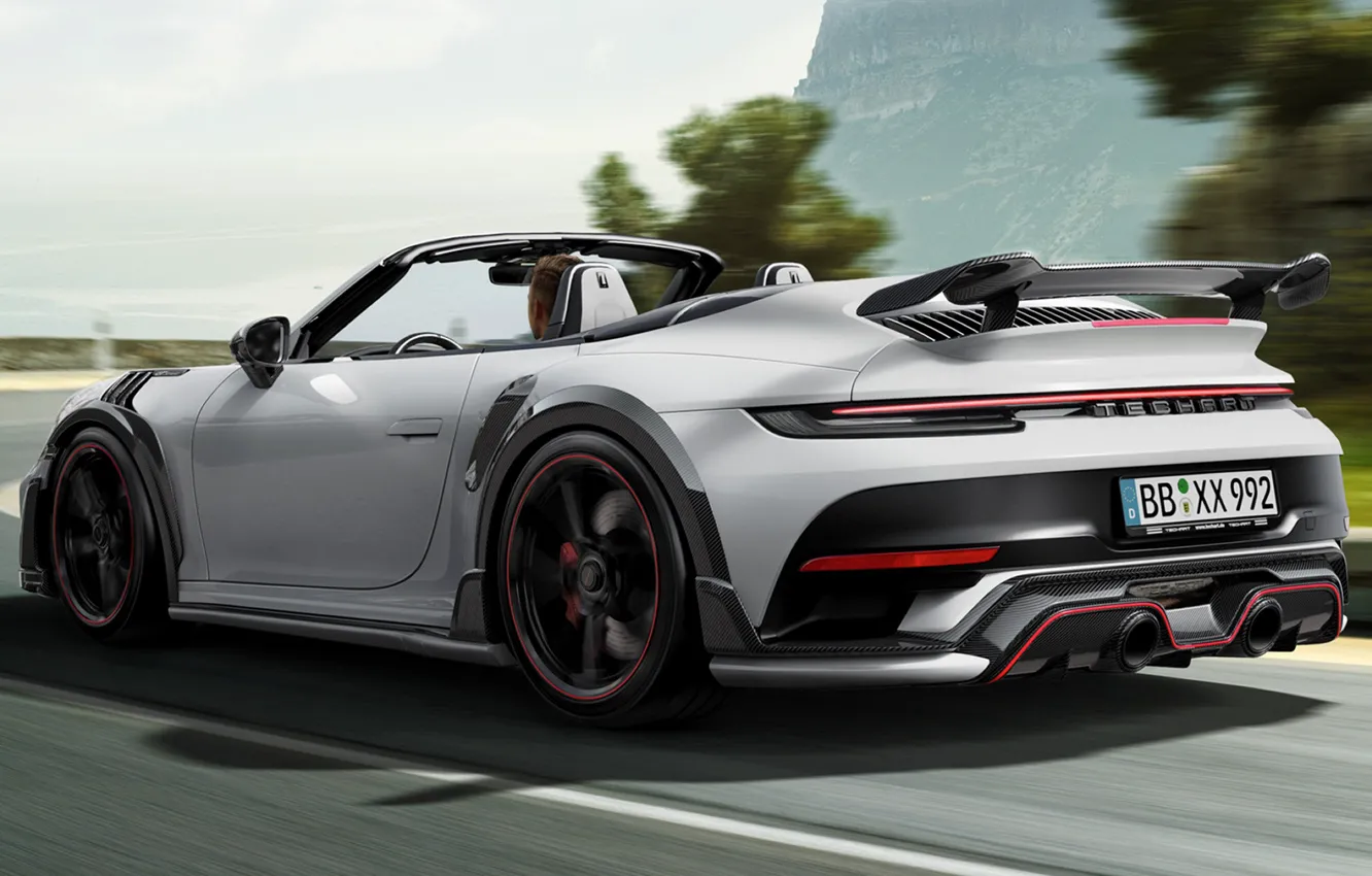 Фото обои движение, скорость, шоссе, экстерьер, TechArt, Porsche GT Street R Cabriolet