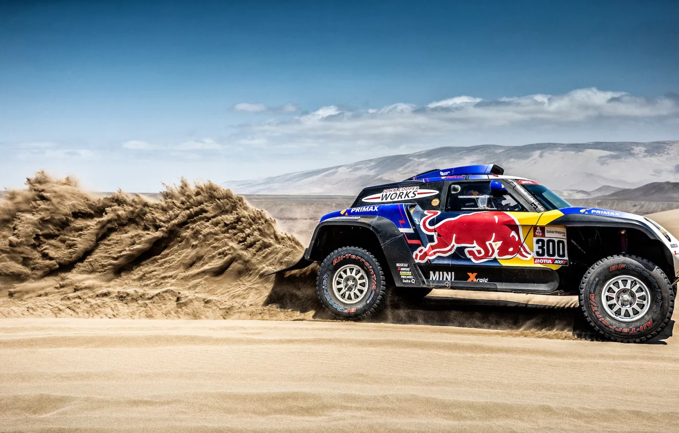 Фото обои Песок, Mini, Пустыня, Скорость, Автомобиль, 300, Rally, Dakar, Да...
