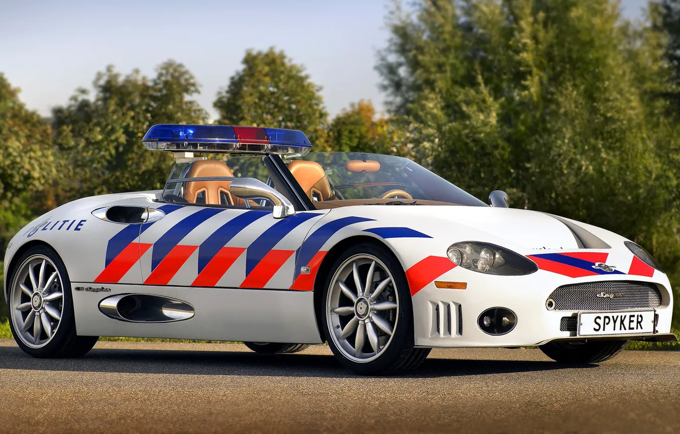 Фото обои 2006, кабриолет, convertible, Spyder, Spyker, экстерьер, exterior, полицейский автомобиль, police car, Spyker Cars N.V., Spyker …