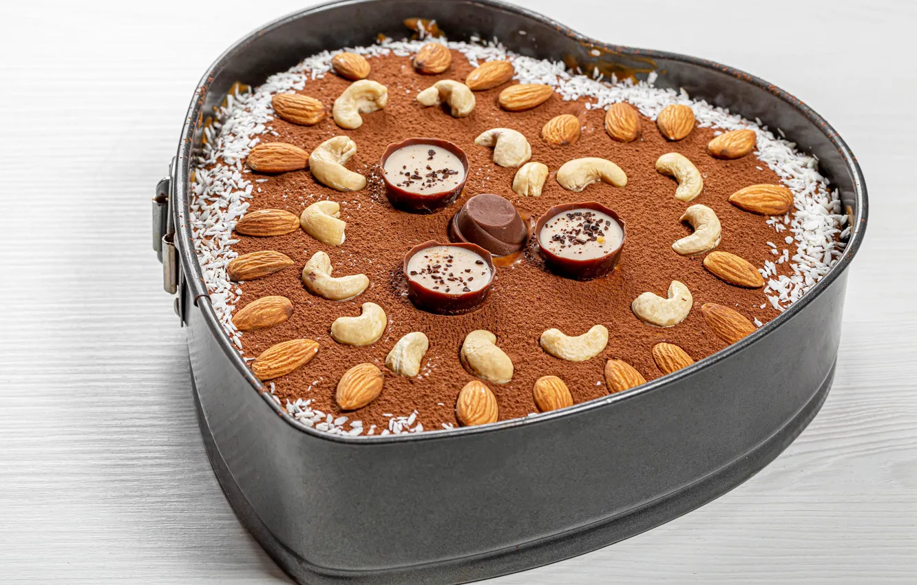 Фото обои шоколад, пирог, орехи, выпечка, сладкое, chocolate, nuts, pie