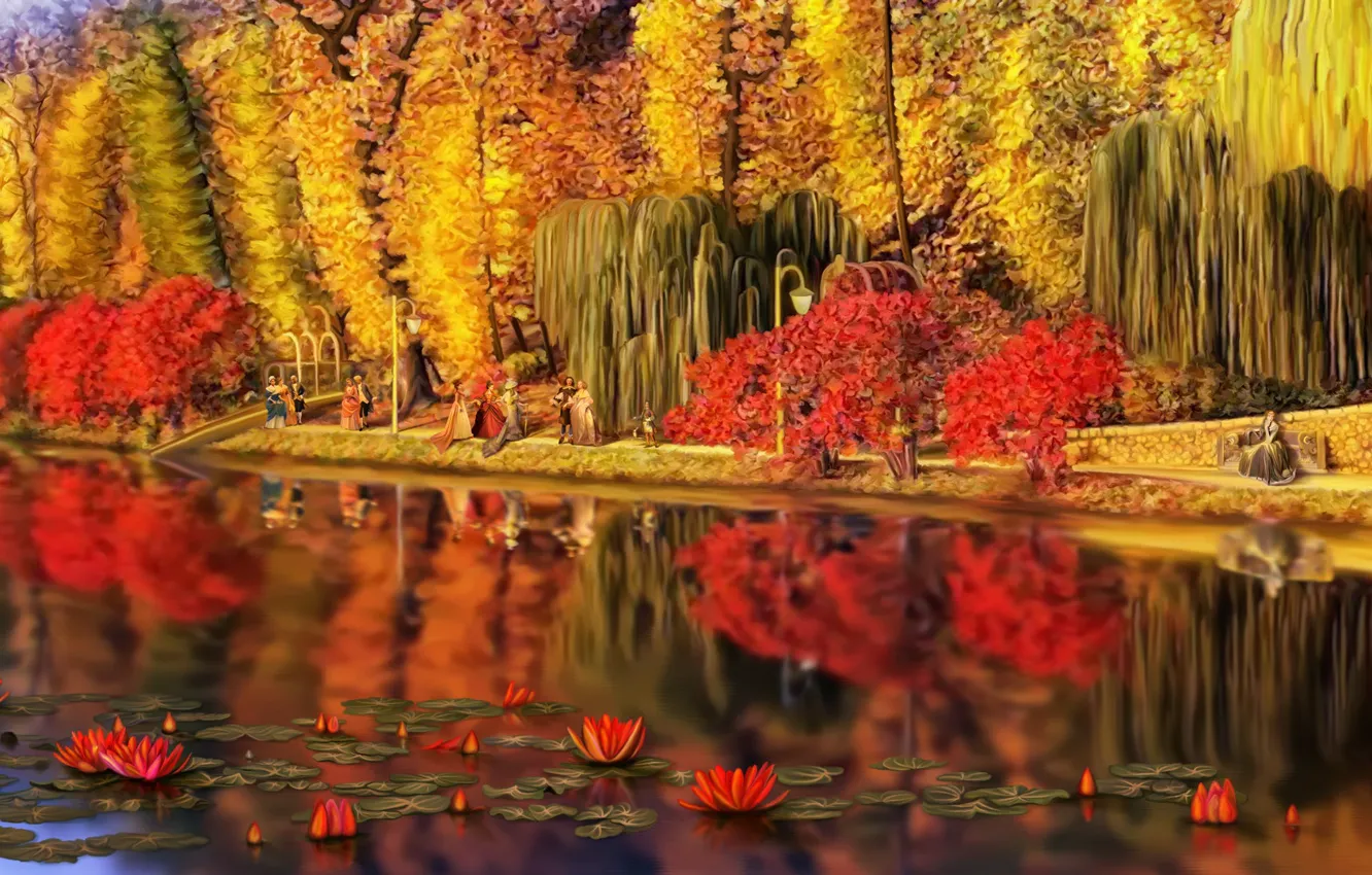 Фото обои пейзаж, природа, парк, отдых, арт, прогулка, Nina Vels, Feofania Park autumn in old Kiev