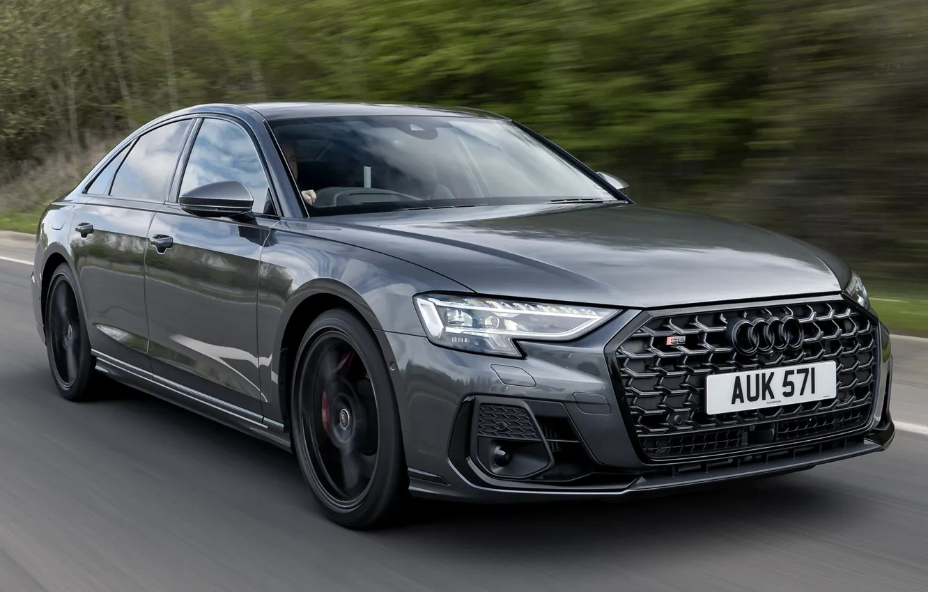 Фото обои скорость, шоссе, седан, Audi S8, 2022, for UK