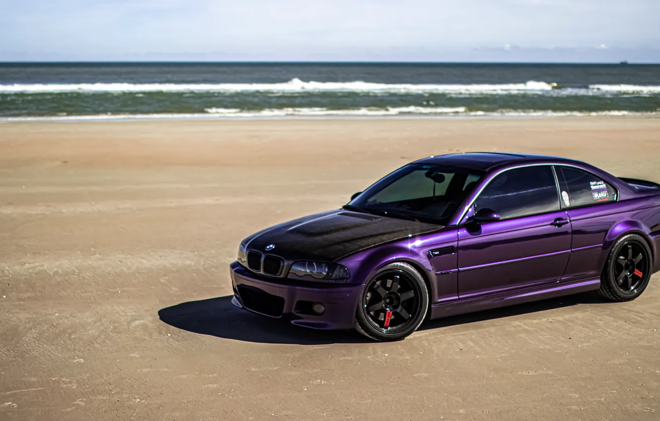 Фото обои BMW, Purple, Coupe, E46, Sea