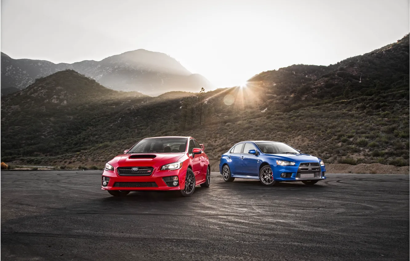 Фото обои Subaru, Mitsubishi, STI, Evolution X