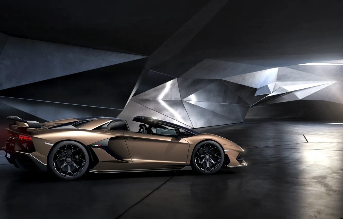 Фото обои машина, Lamborghini, спойлер, спорткар, диски, roadster, Aventador, SVJ