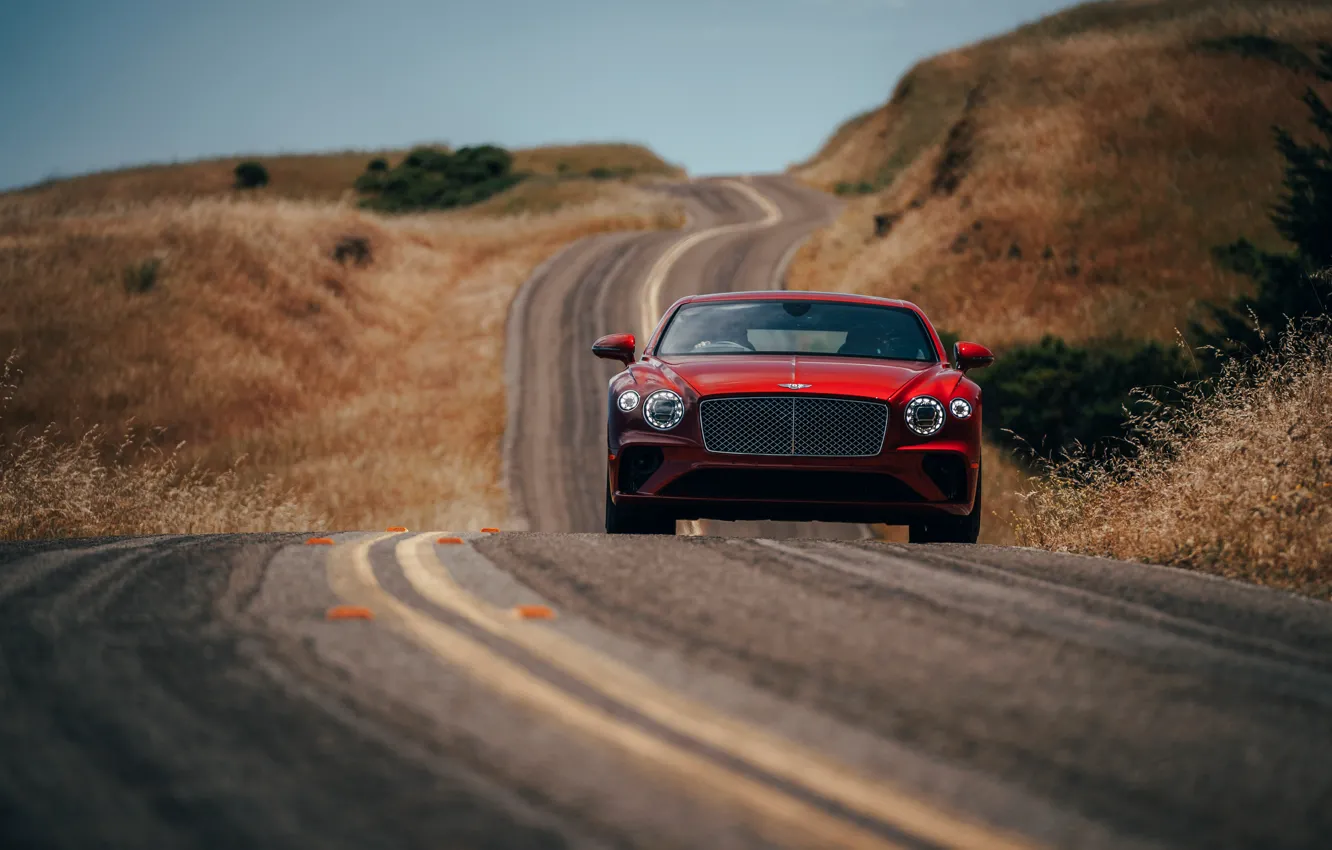 Фото обои разметка, купе, Bentley, на дороге, 2019, Continental GT V8