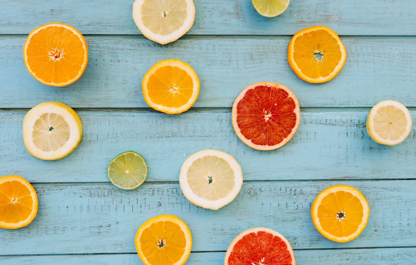 Фото обои лимон, апельсин, lemon, фрукты, wood, ломтики, грейпфрут, fruit, orange, citrus, grapefruit, slice