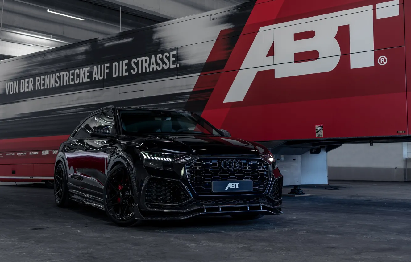 Фото обои Audi, Front, Black, Trailer, ABT, Signature Edition, RS Q8, ABT RS Q8, ABT Trailer