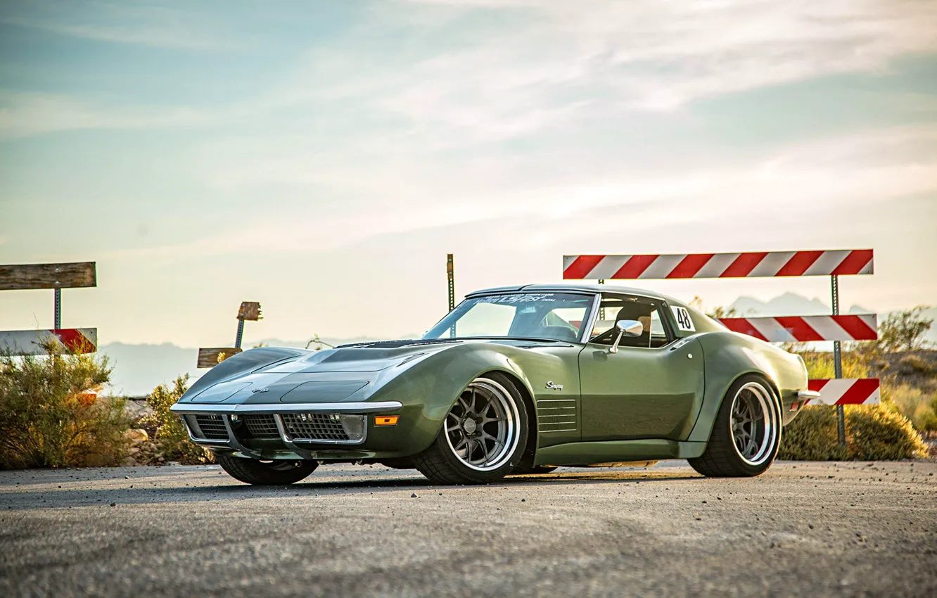 Фото обои Corvette, Green, 1970, Stingray, Wheels, Forgeline