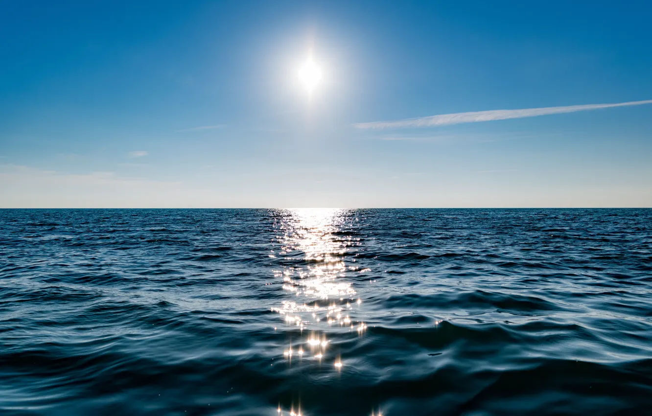 Фото обои море, небо, вода, солнце, свет, глубина, горизонт, relax, sea, чистое небо